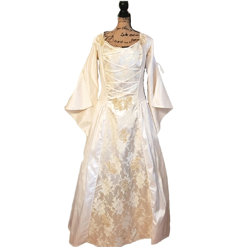 Ivory Gold Silk Custom Gown 22 NWT